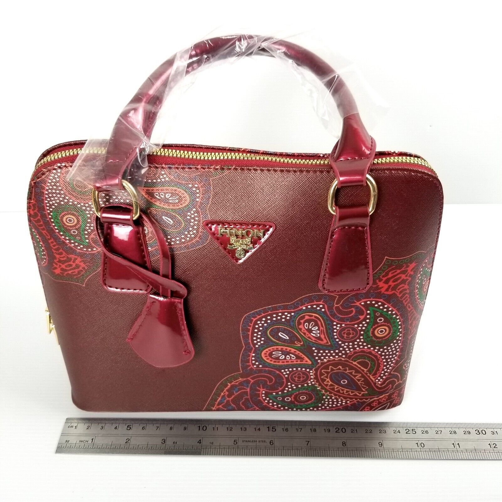 Cherry Red Floral Dotted Indigenous Design Luxury Handbag Purse Shoulder Bag New