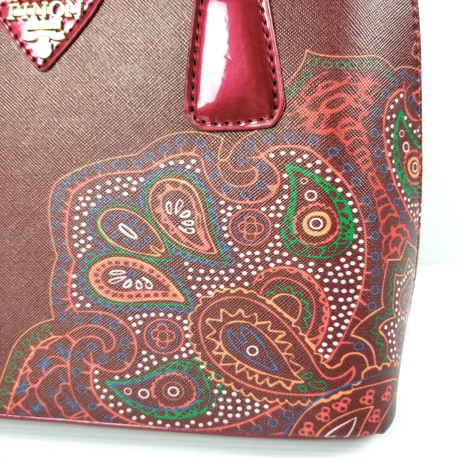 Cherry Red Floral Dotted Indigenous Design Luxury Handbag Purse Shoulder Bag New