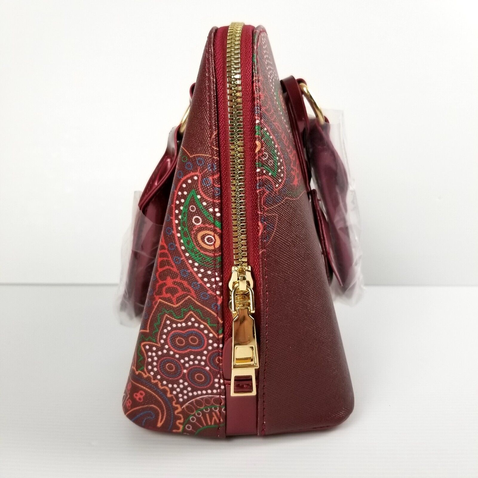 Cherry Red Floral Dotted Indigenous Design Luxury Handbag Purse Shoulder Bag New