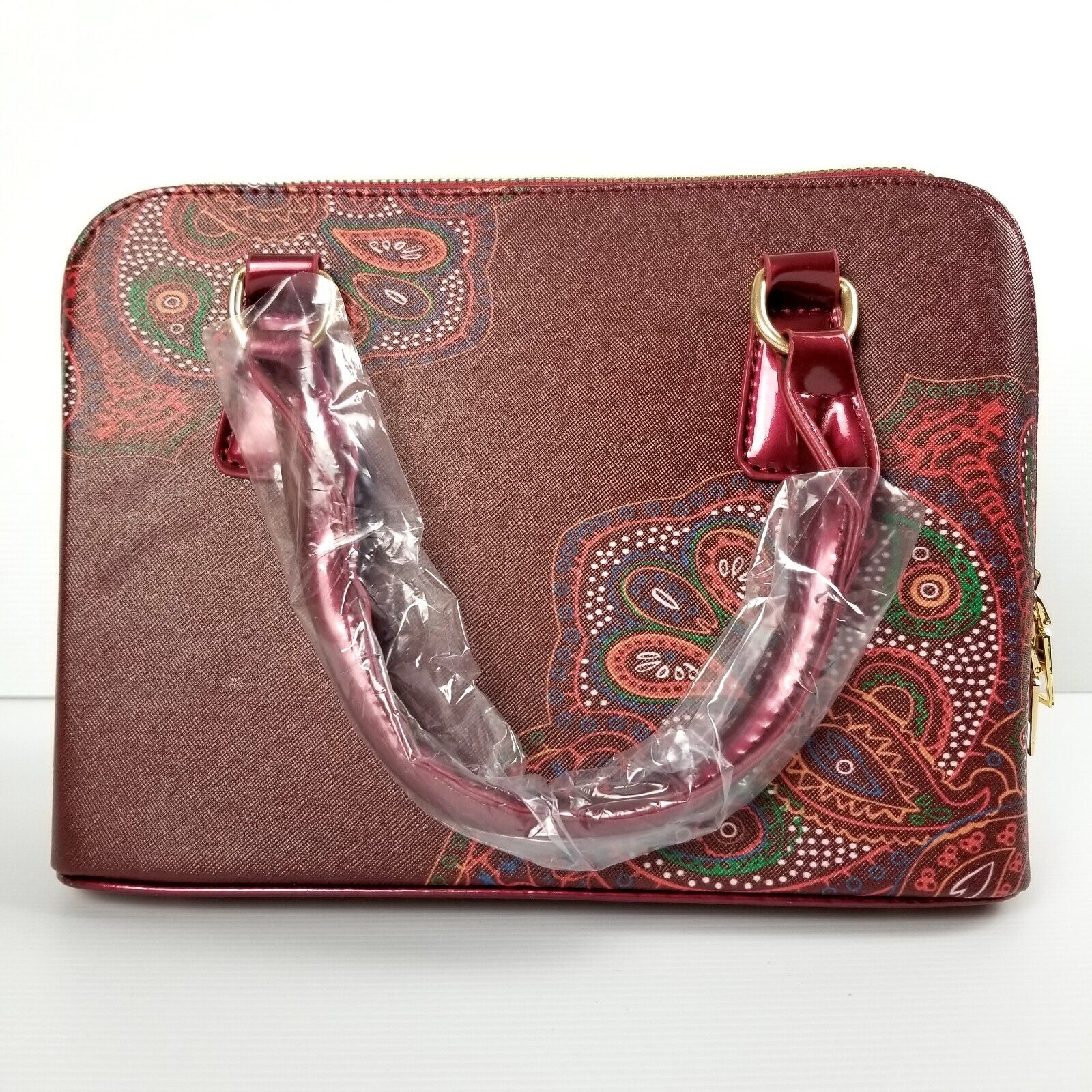 Cherry Red Floral Dotted Indigenous Design Luxury Handbag Purse Shoulder Bag New