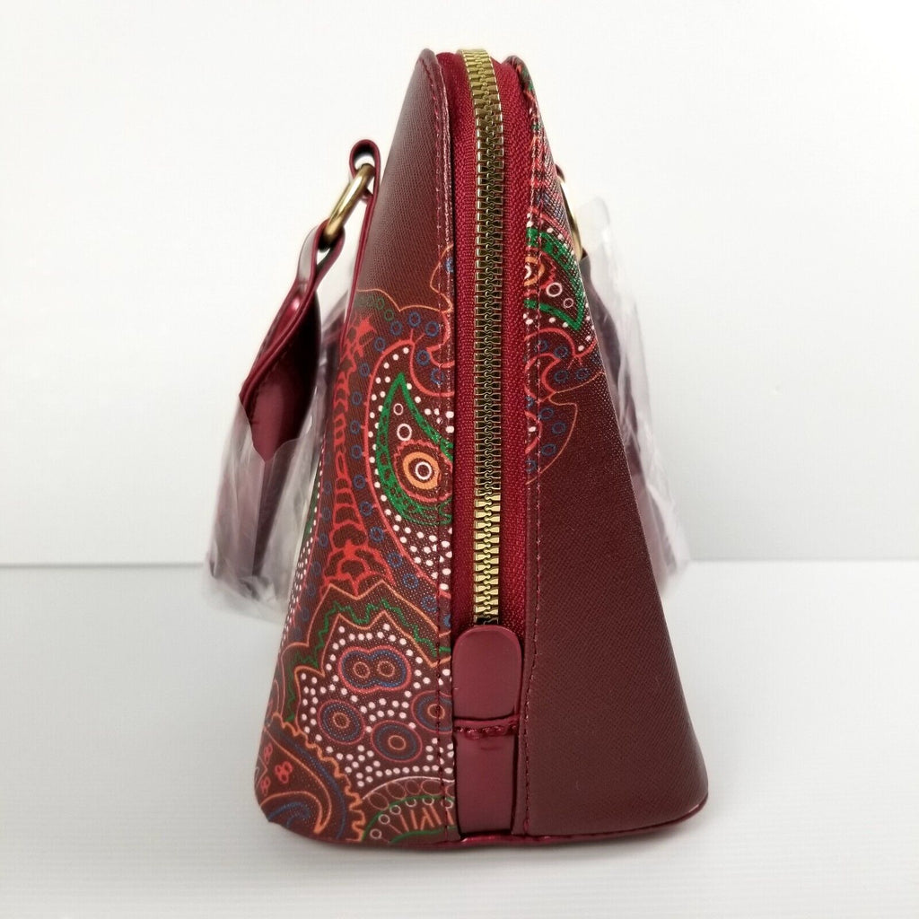 Cherry Red Floral Dotted Indigenous Design Luxury Handbag Purse Shoulder Bag New