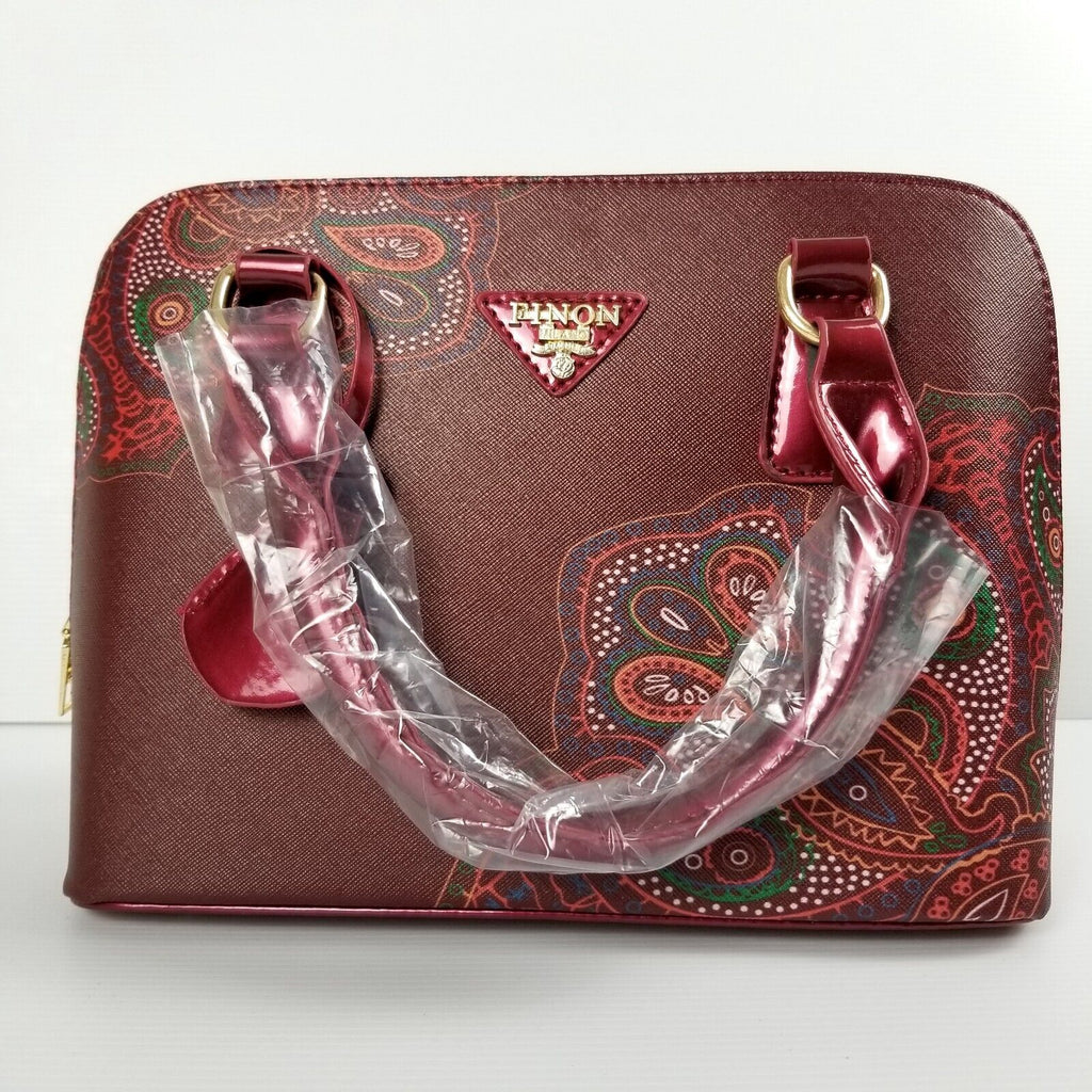 Cherry Red Floral Dotted Indigenous Design Luxury Handbag Purse Shoulder Bag New