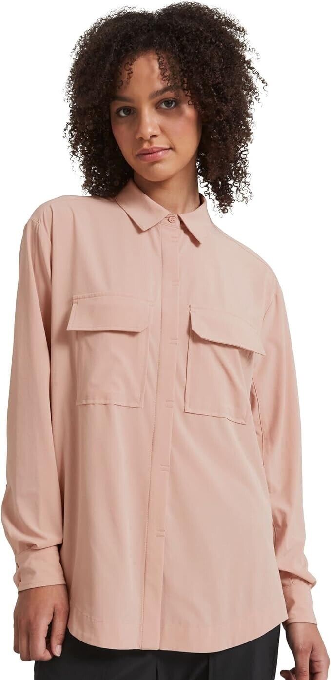 Kathmandu 10 Kamana Woven Shirt Mineral Light Pink Long Sleeve Top Shirt Blouse