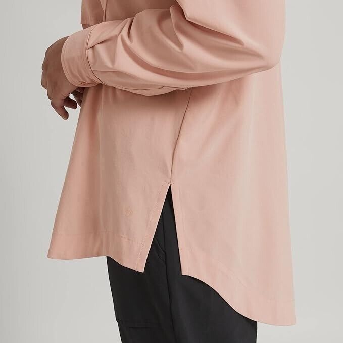 Kathmandu 10 Kamana Woven Shirt Mineral Light Pink Long Sleeve Top Shirt Blouse