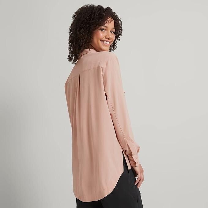 Kathmandu 10 Kamana Woven Shirt Mineral Light Pink Long Sleeve Top Shirt Blouse