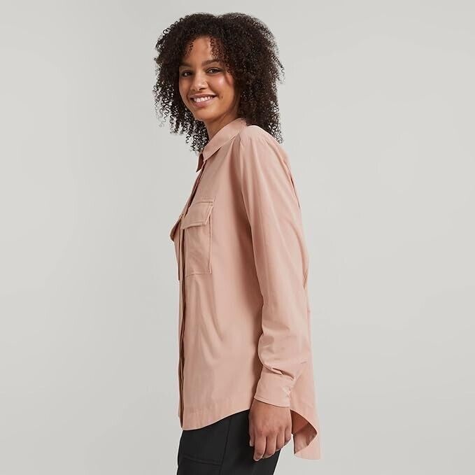 Kathmandu 10 Kamana Woven Shirt Mineral Light Pink Long Sleeve Top Shirt Blouse