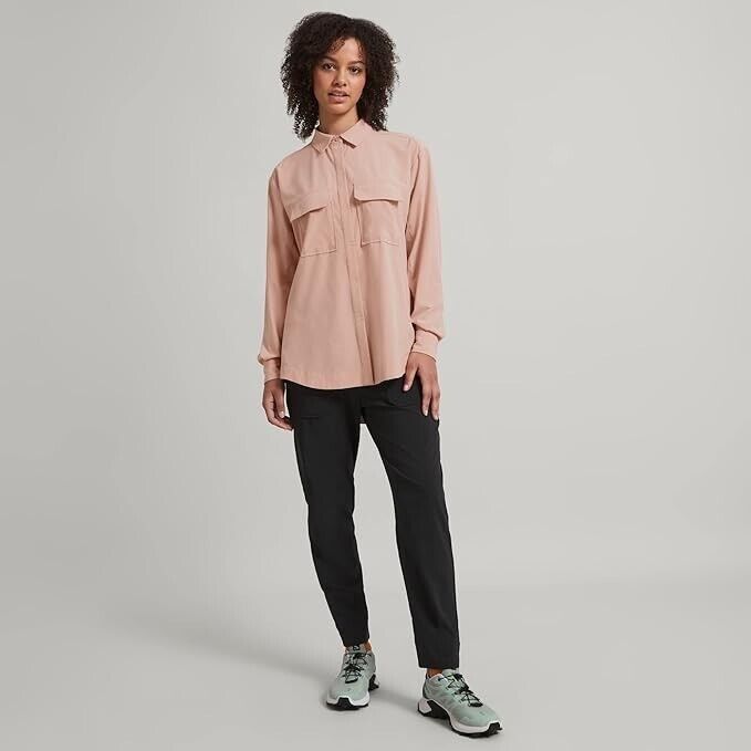 Kathmandu 10 Kamana Woven Shirt Mineral Light Pink Long Sleeve Top Shirt Blouse