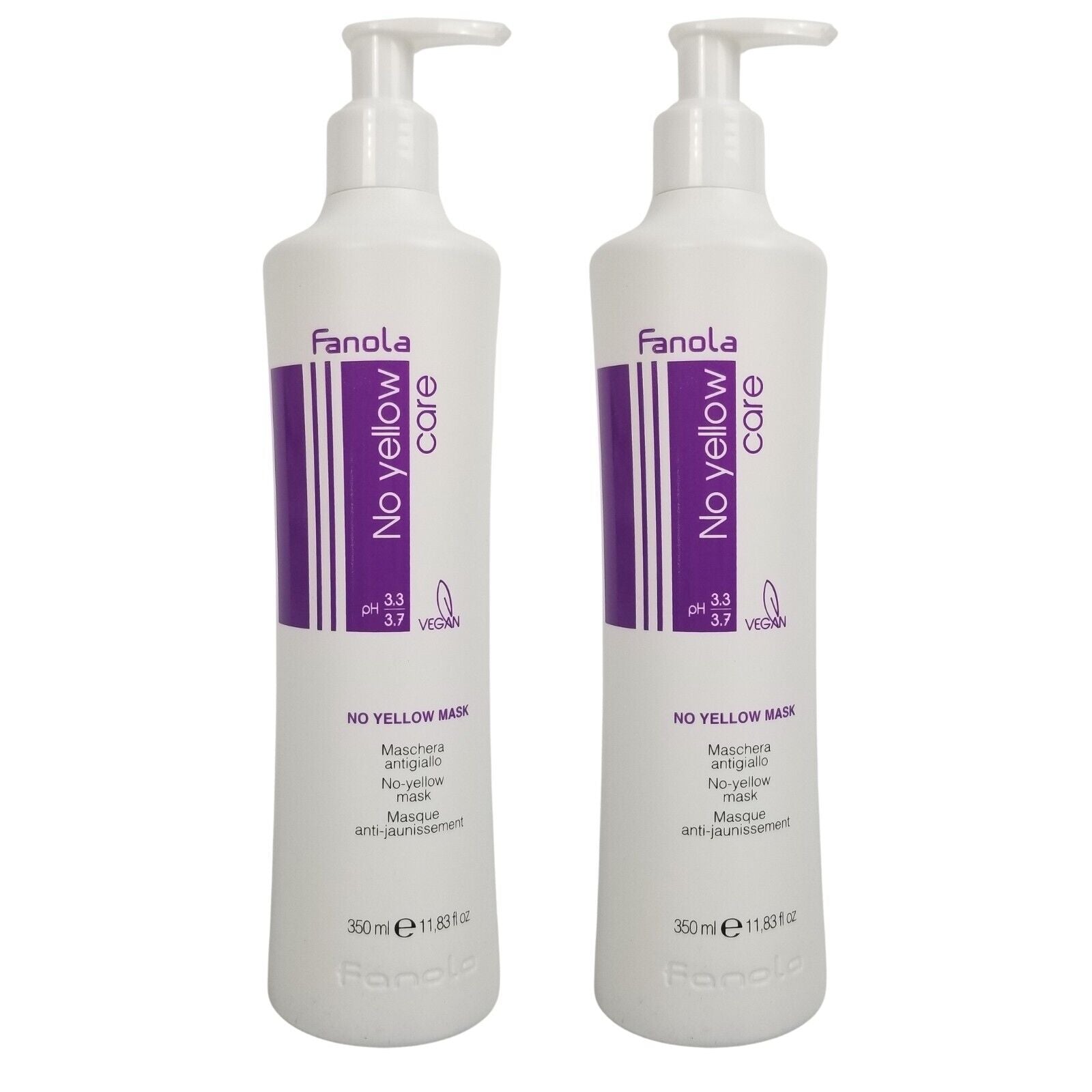 2x Fanola No Yellow Mask Purple Conditioner 350ml Set Pack Blonde Hair Treatment