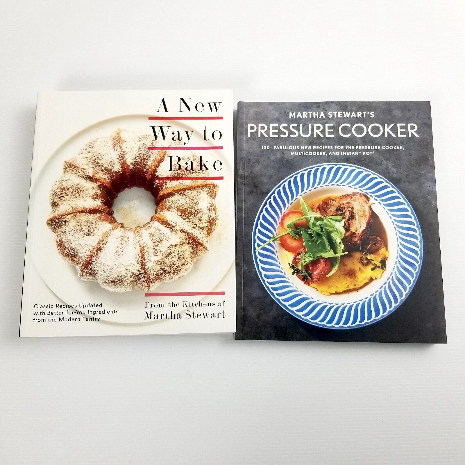 2x Martha Stewart Cookbooks Pressure Cooker & A New Way to Bake Book Bundle Set