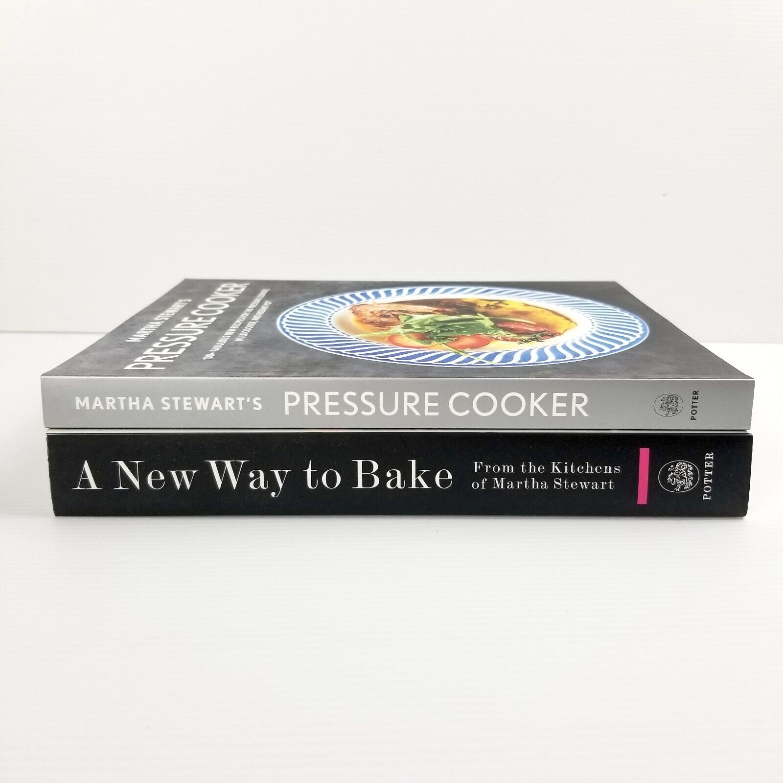 2x Martha Stewart Cookbooks Pressure Cooker & A New Way to Bake Book Bundle Set