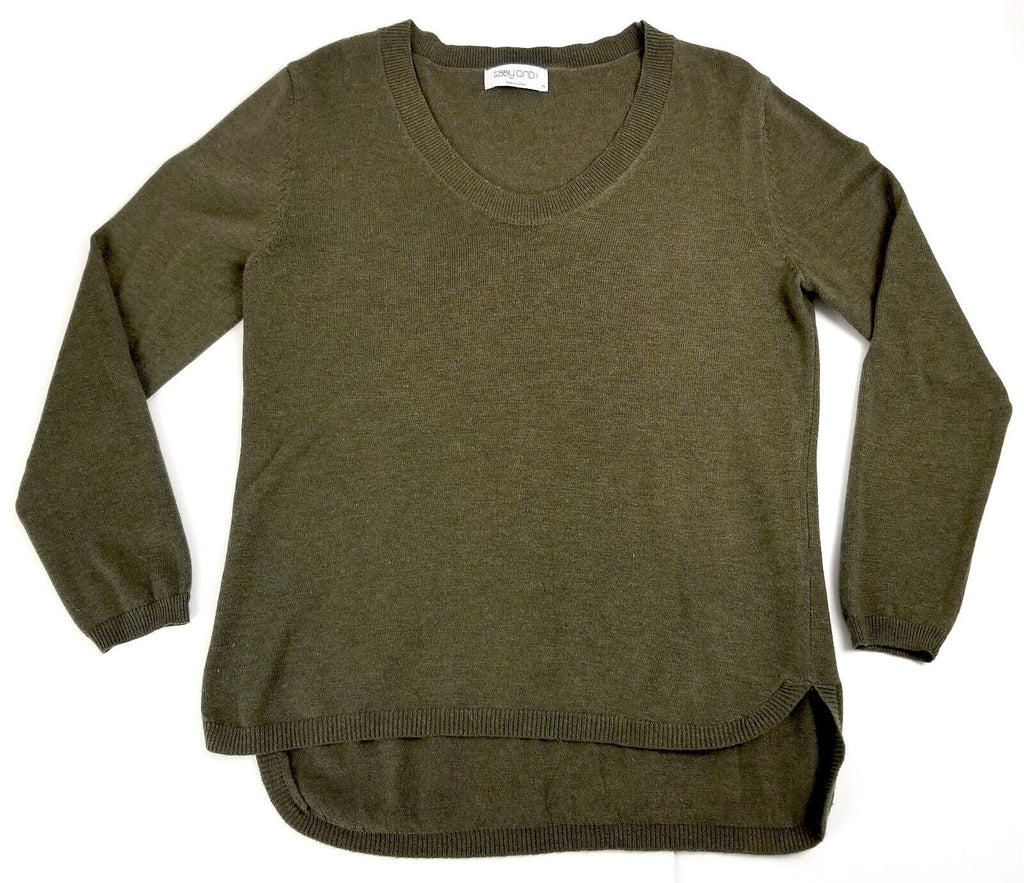 Women's M Wool Blend Light Knit Green Jumper Round Neck Long Sleeve