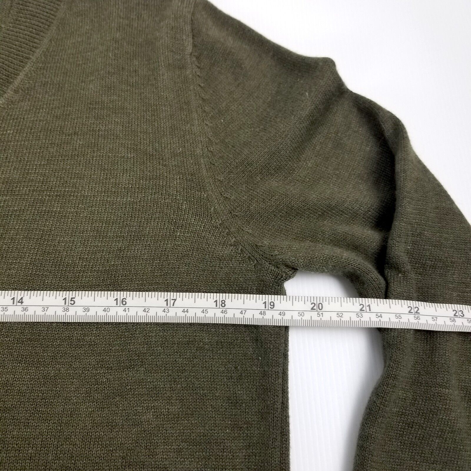 Women's M Wool Blend Light Knit Green Jumper Round Neck Long Sleeve