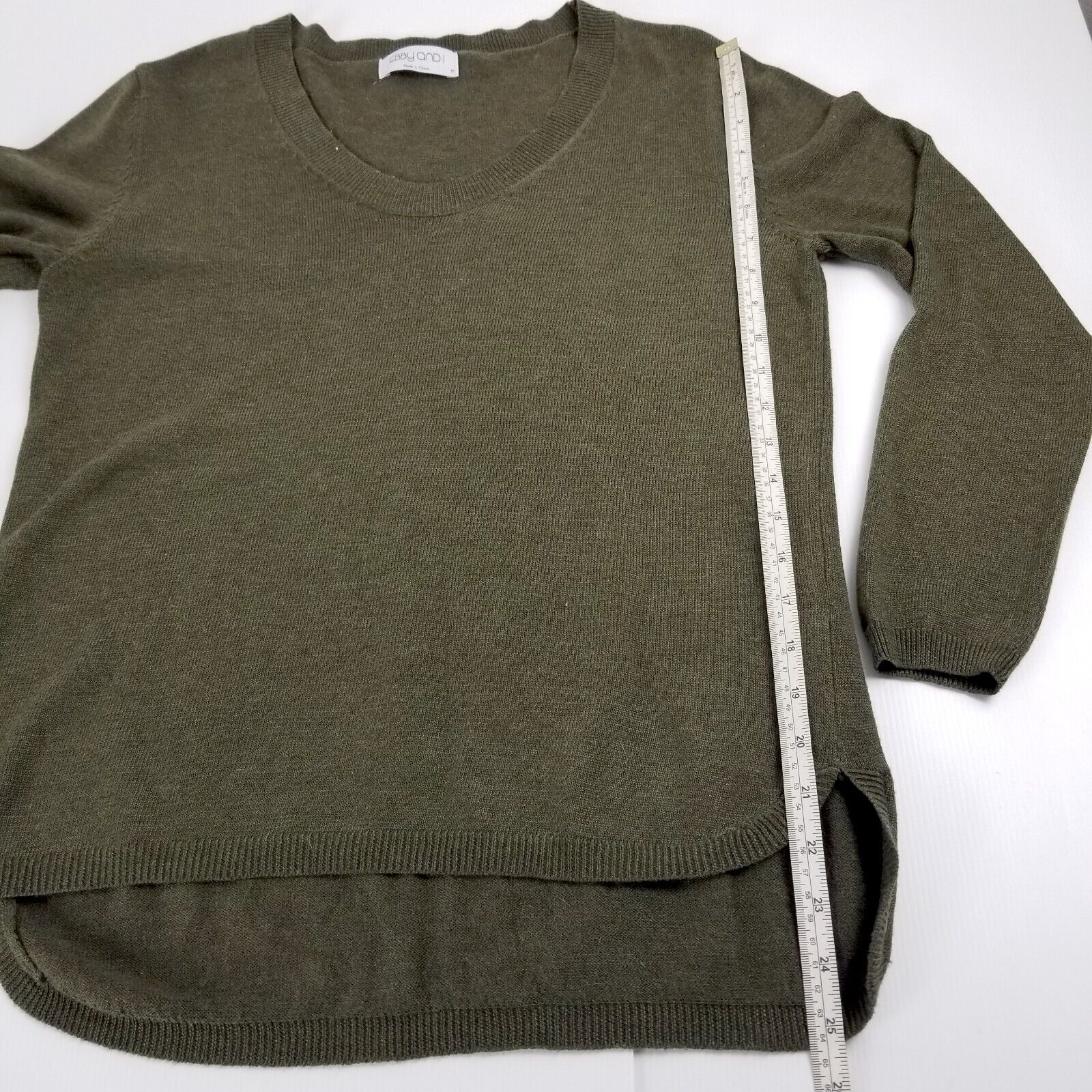 Women's M Wool Blend Light Knit Green Jumper Round Neck Long Sleeve