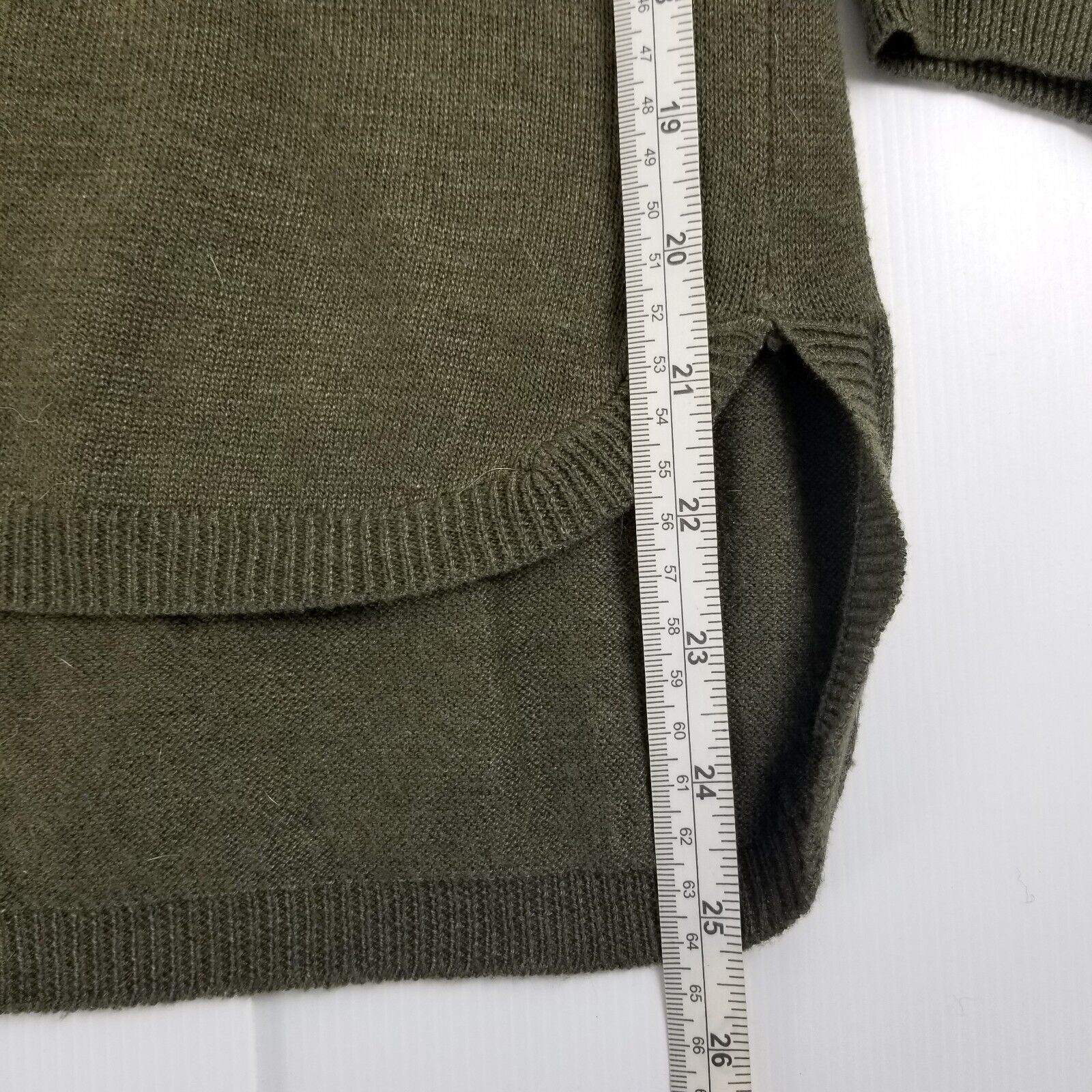 Women's M Wool Blend Light Knit Green Jumper Round Neck Long Sleeve