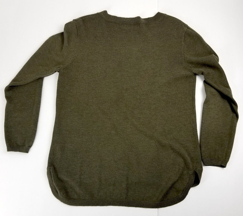Women's M Wool Blend Light Knit Green Jumper Round Neck Long Sleeve