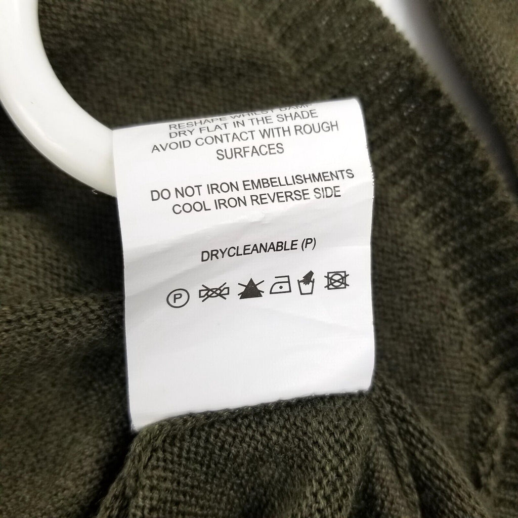 Women's M Wool Blend Light Knit Green Jumper Round Neck Long Sleeve