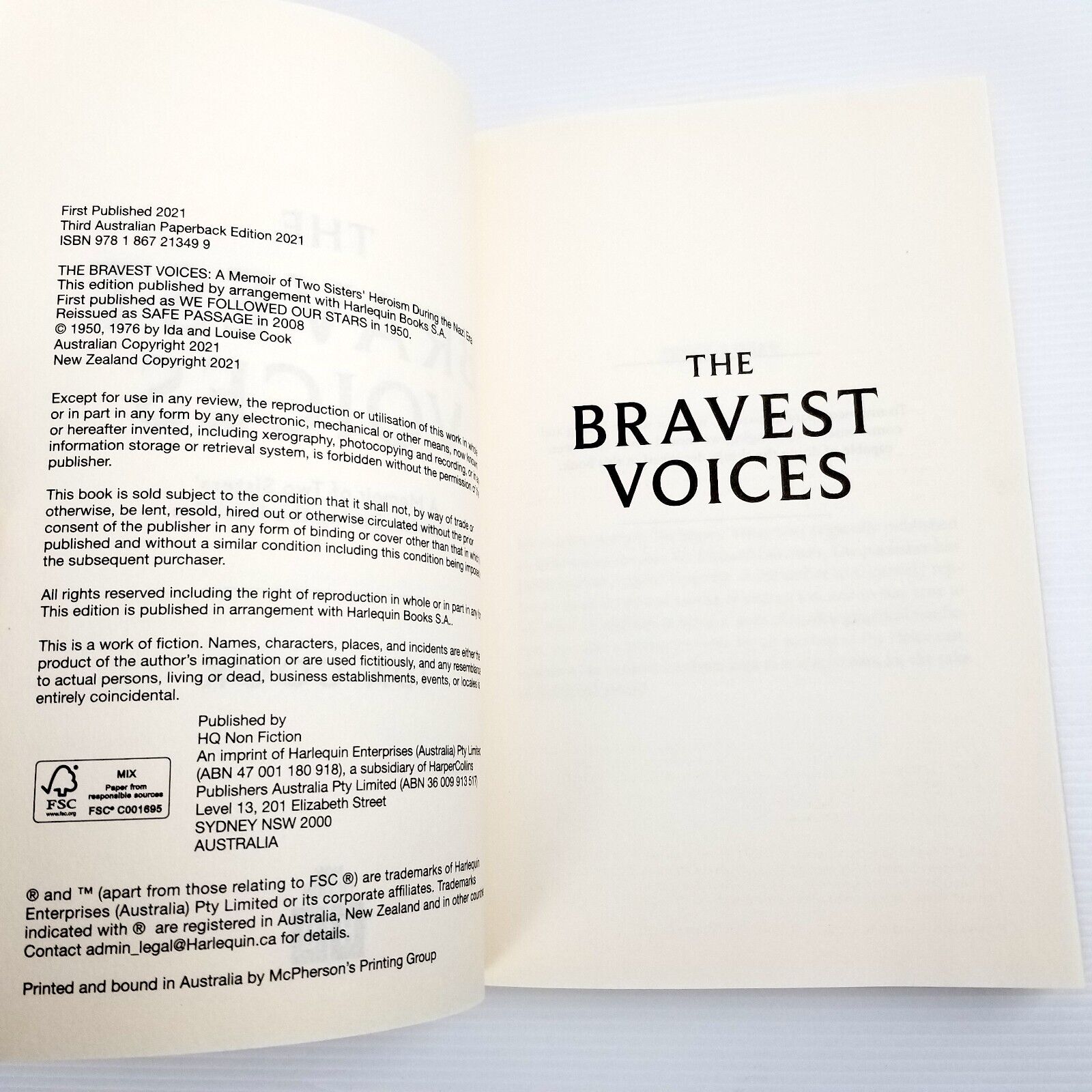 The Bravest Voices by Ida Cook (Paperback 2021) A Memoir of Two Sisters WWII era