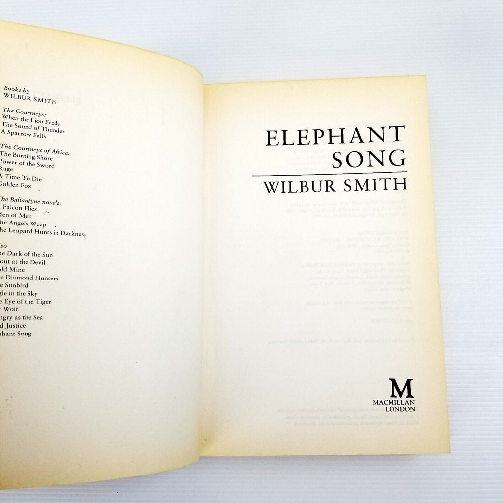 Elephant Song by Wilbur Smith (Hardcover, 1991) Dust Jacket 1st Edition Fiction