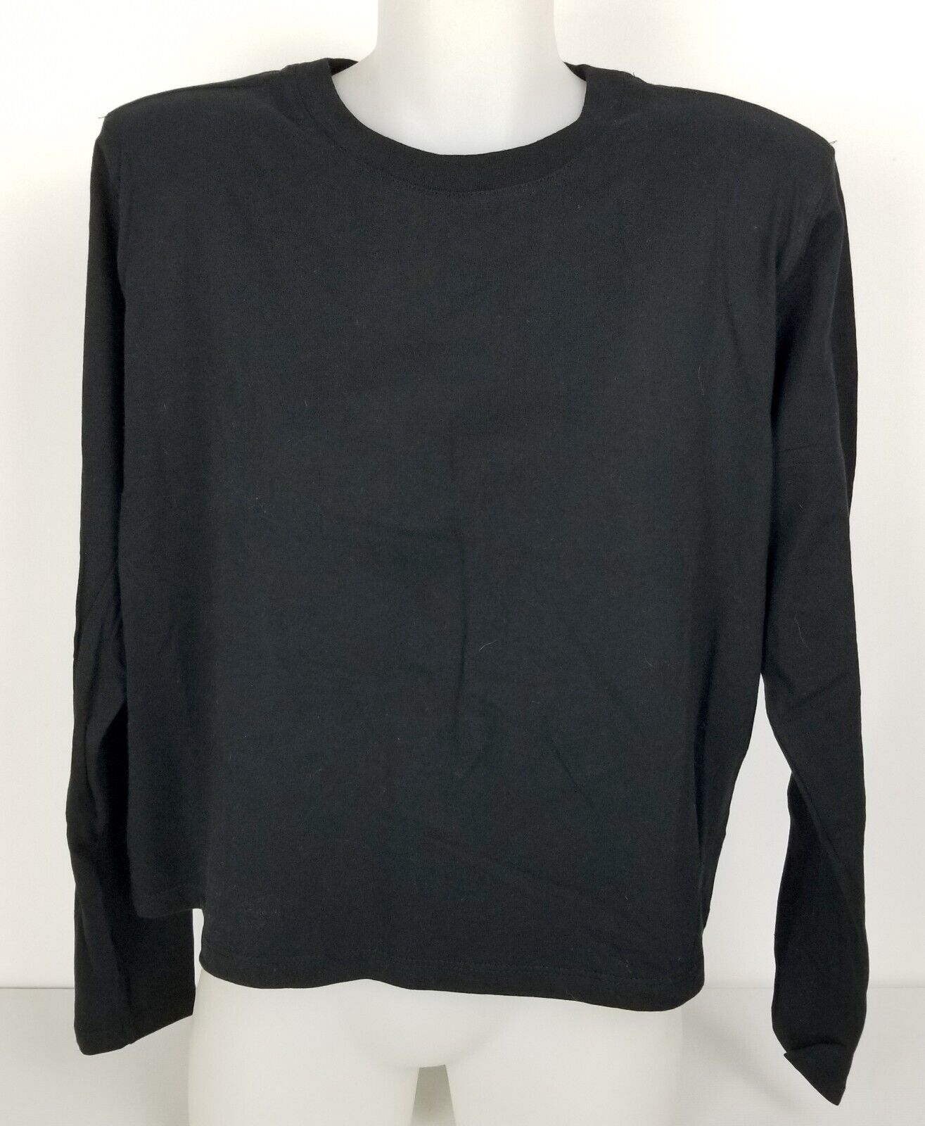 Cotton On Size S Padded Shoulder Long Sleeve Top 100% Cotton 100% Recycled Black