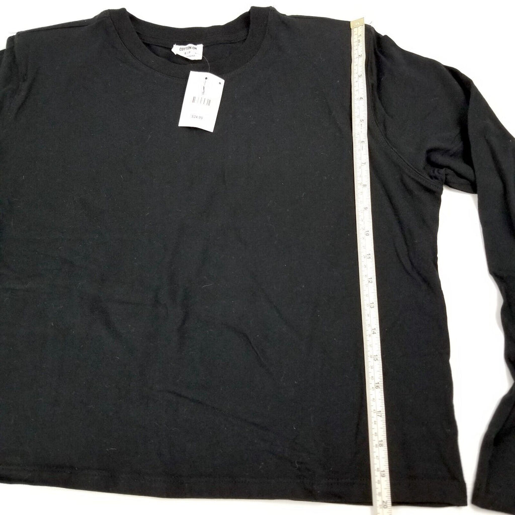 Cotton On Size S Padded Shoulder Long Sleeve Top 100% Cotton 100% Recycled Black