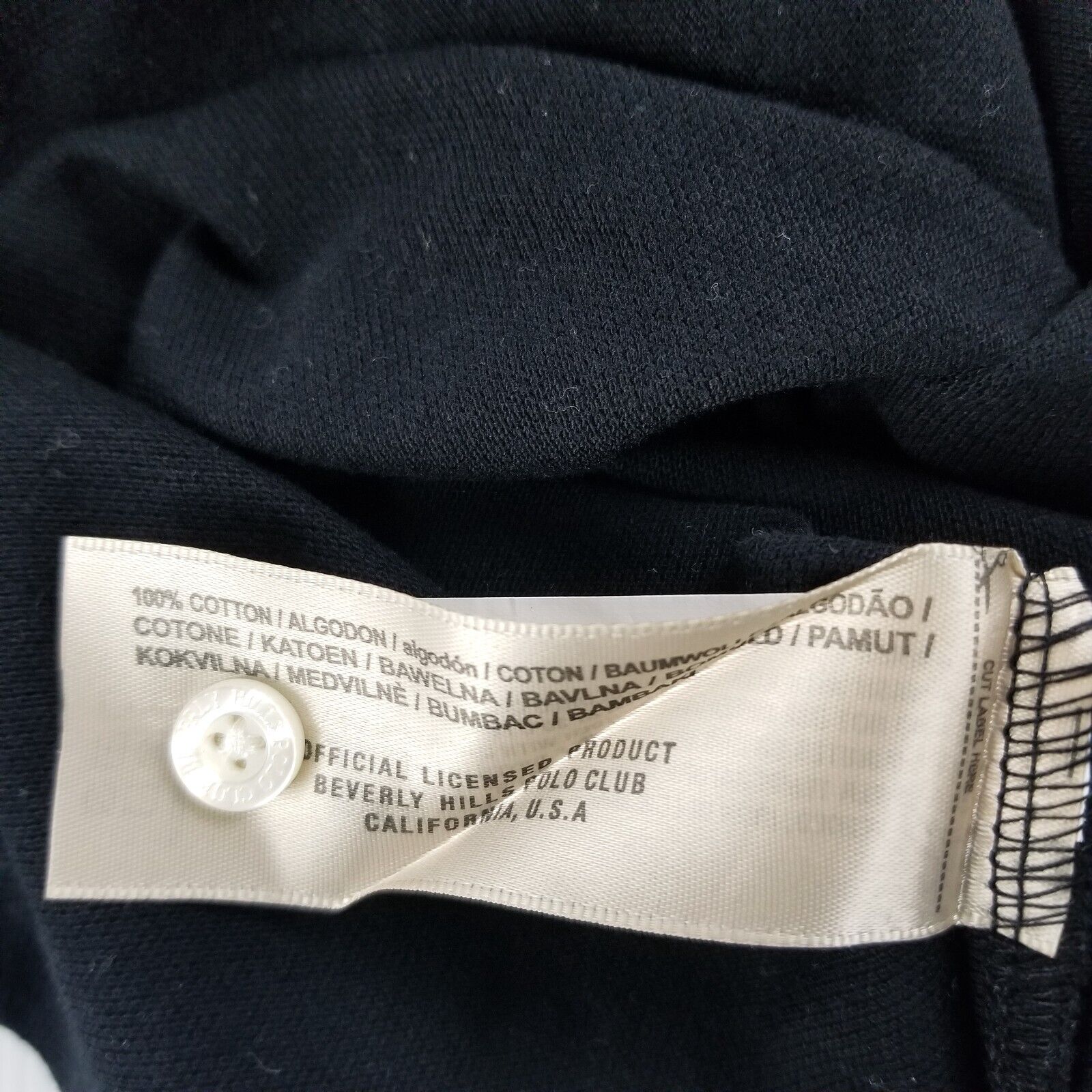 Beverly Hills Polo Club Men's Black Polo Shirt Short Sleeve Button Up Collared