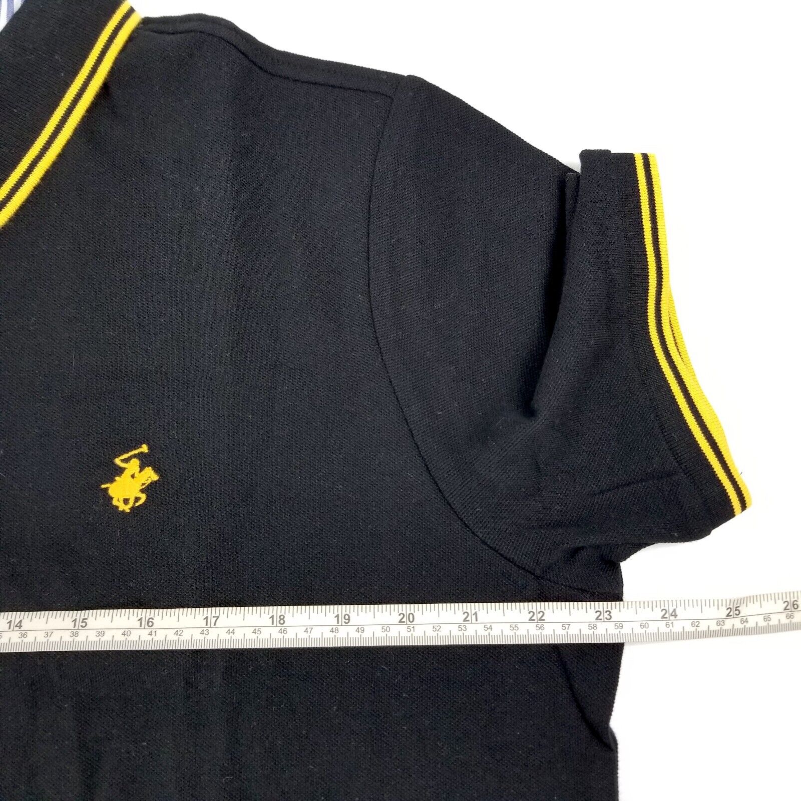Beverly Hills Polo Club Men's Black Polo Shirt Short Sleeve Button Up Collared