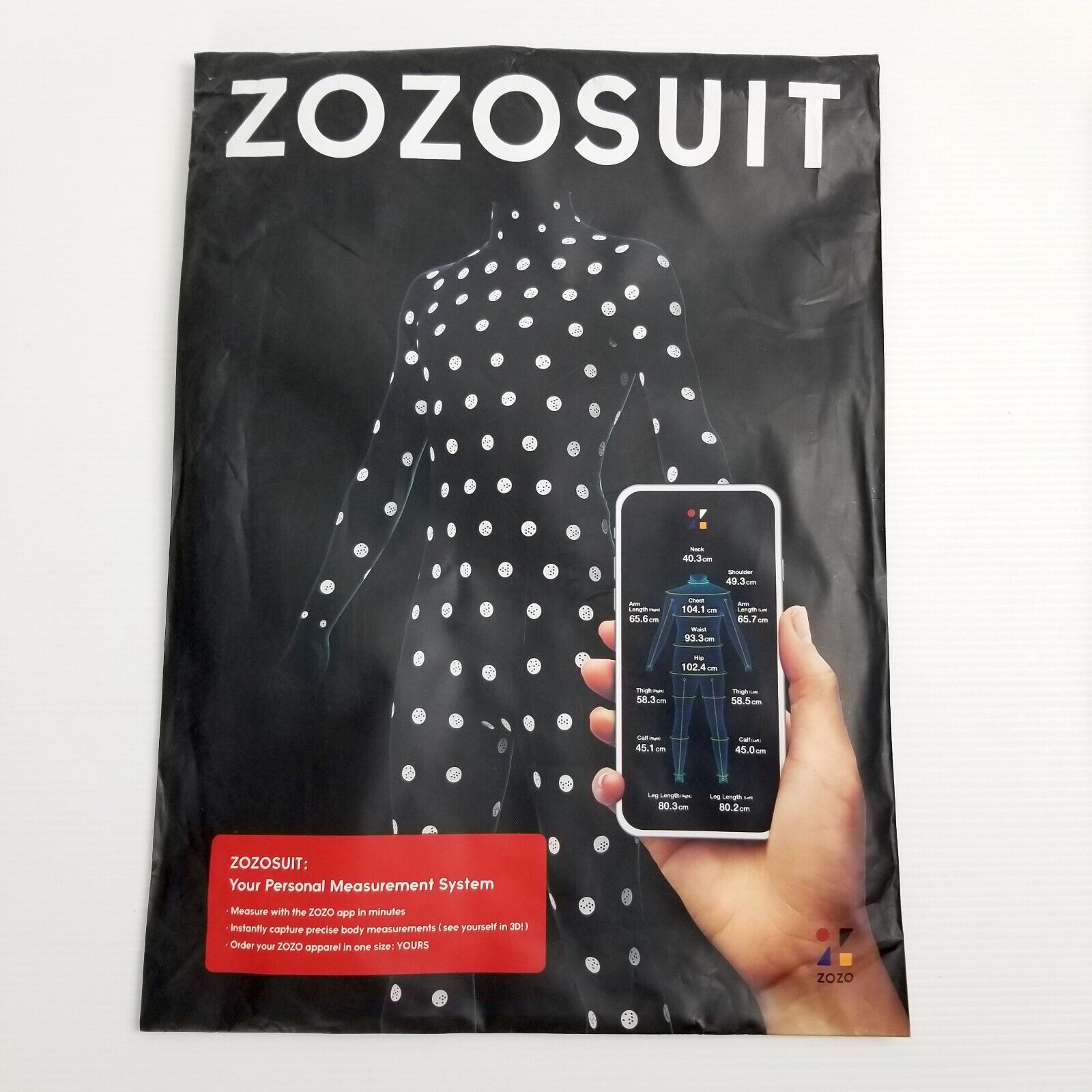 ZOZOSUIT 1st Gen Full Body Zozo Suit 3D Scan Costume Size 6/XS/US 2 Black White