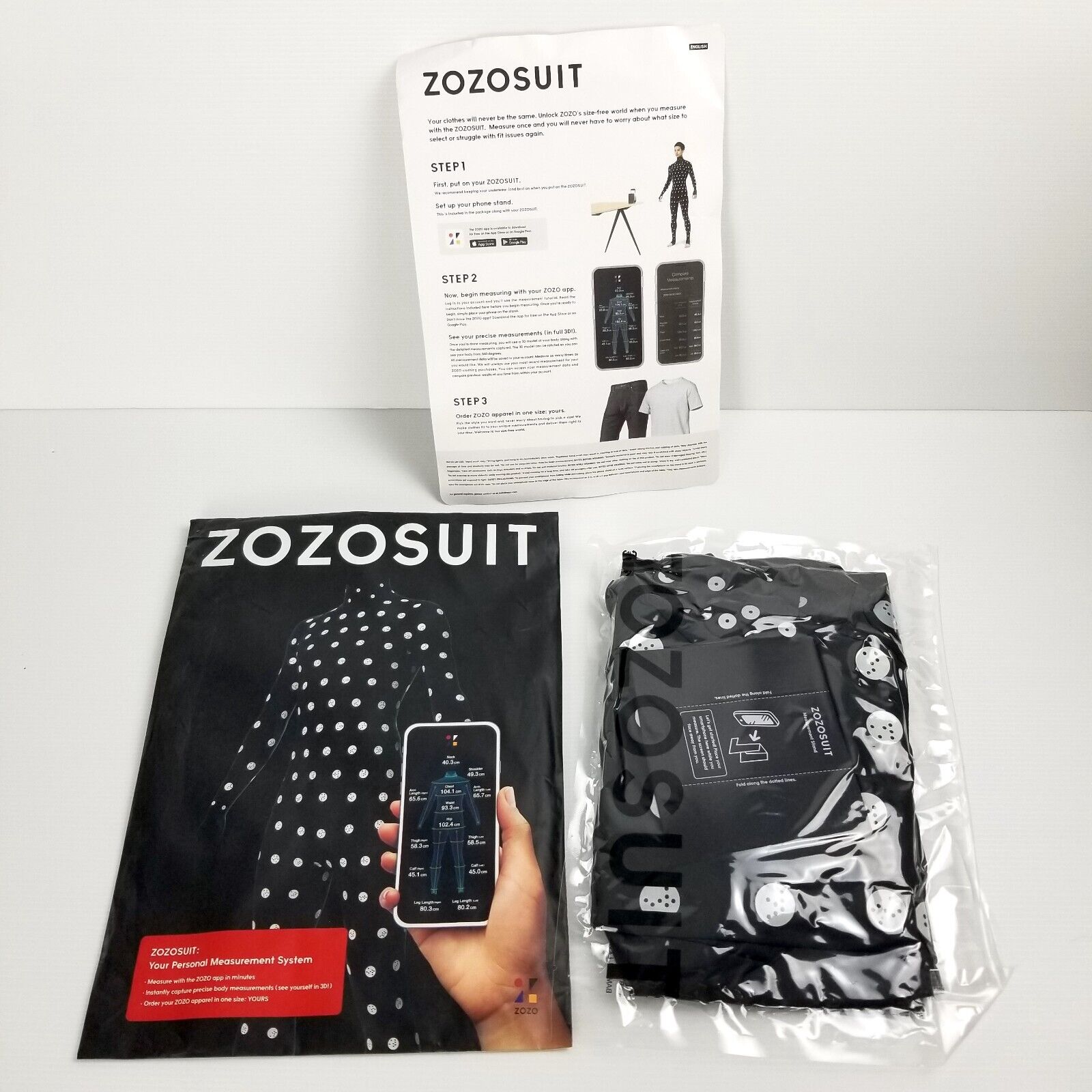 ZOZOSUIT 1st Gen Full Body Zozo Suit 3D Scan Costume Size 6/XS/US 2 Black White