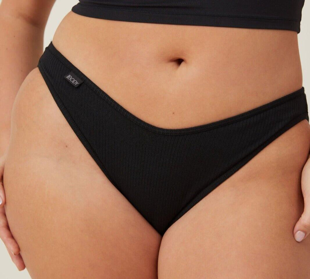 2pc Cotton On Undies: Organic Cotton Rib Bikini Brief Size Small Black Hot Pink