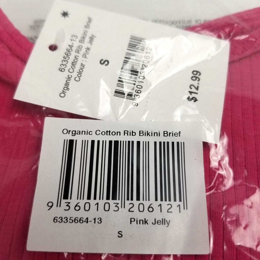 2pc Cotton On Undies: Organic Cotton Rib Bikini Brief Size Small Black Hot Pink