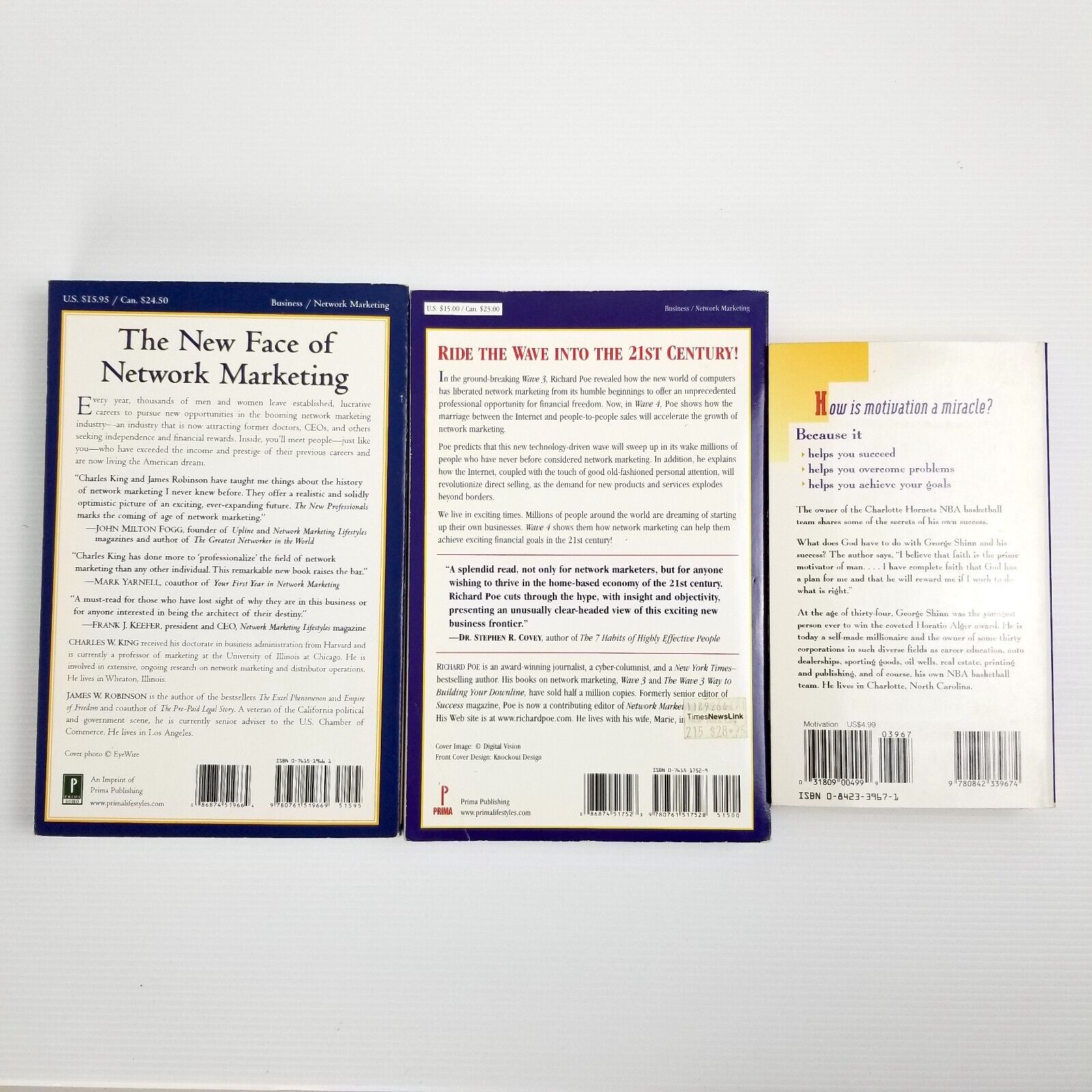 3pk Book Bundle: Network Marketing New Professionals Wave4 Miracle of Motivation