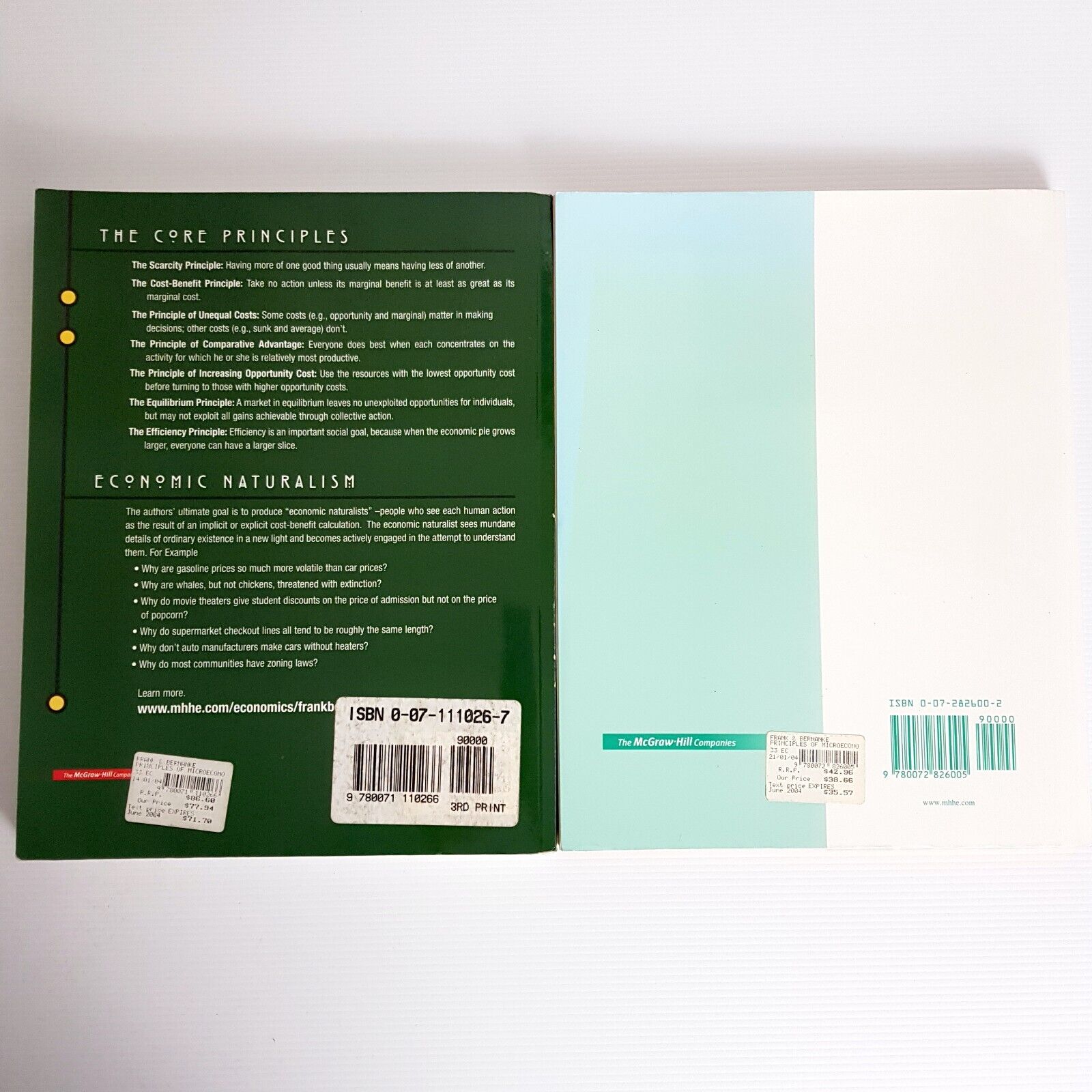 2x Textbooks Principles of Microeconomics by Robert H. Frank and Ben Bernanke