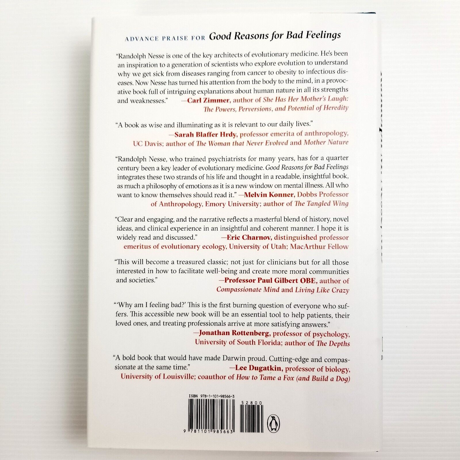 Good Reasons for Bad Feelings by Randolph M. Nesse MD Hardcover 2019 Psychiatry