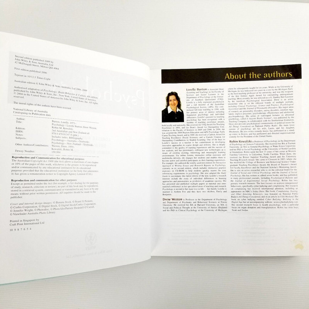 Psychology: An Australian Perspective by Lorelle Jane Burton, Drew Westen, Robin