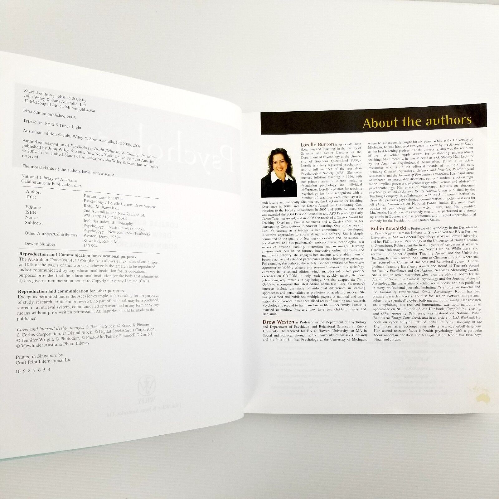 Psychology: An Australian Perspective by Lorelle Jane Burton, Drew Westen, Robin