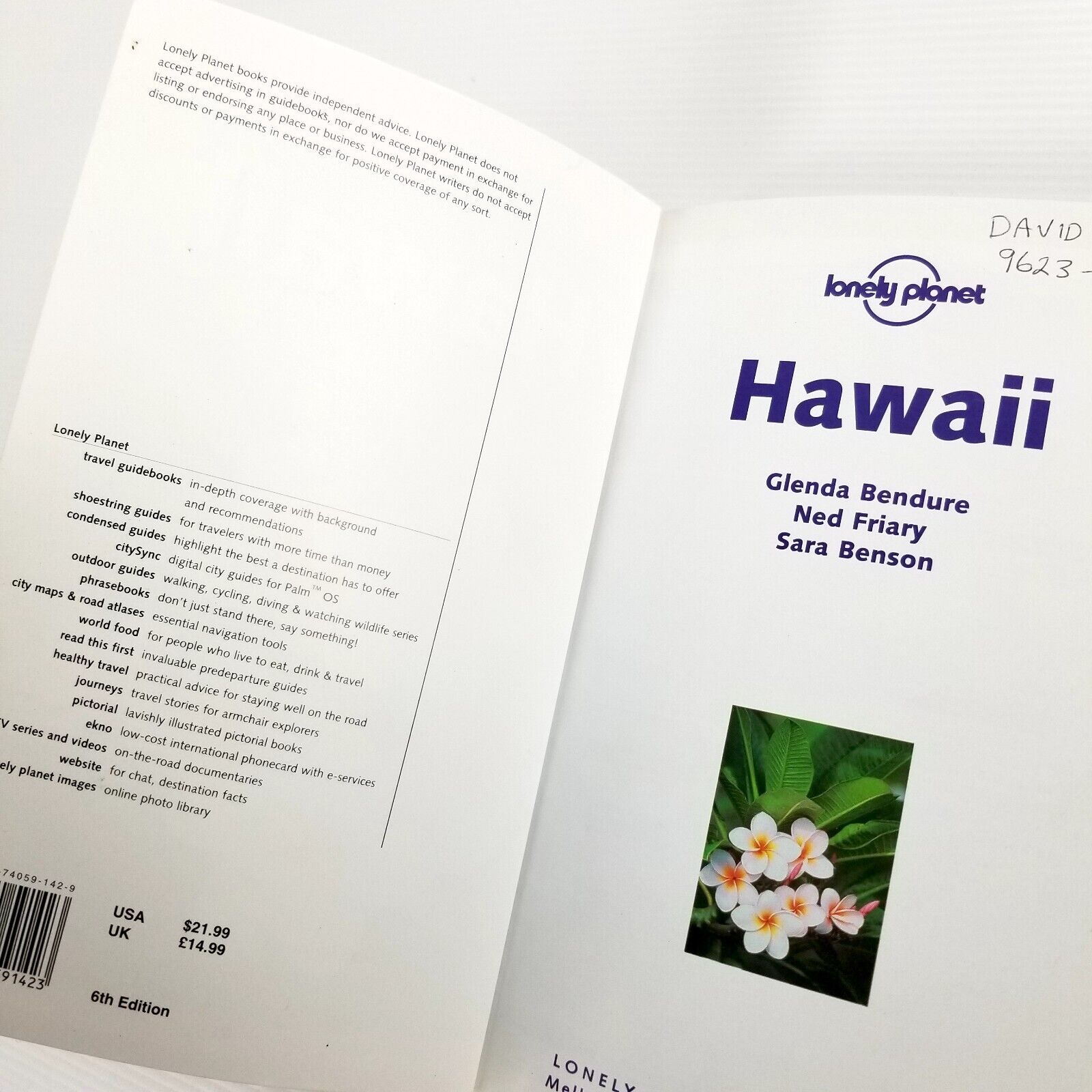 Hawaii by Sara Beson, Ned Friary, Glenda Bendure (Paperback, 2003) Travel Guide