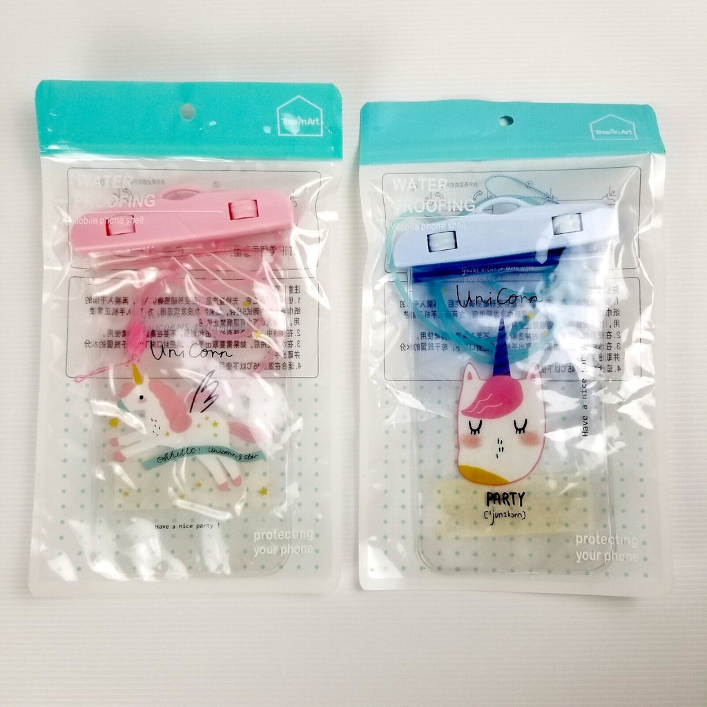 2pc Cute Unicorn Mobile Phone Smartphone Waterproof Pouch Holder Dry Bag Hanging