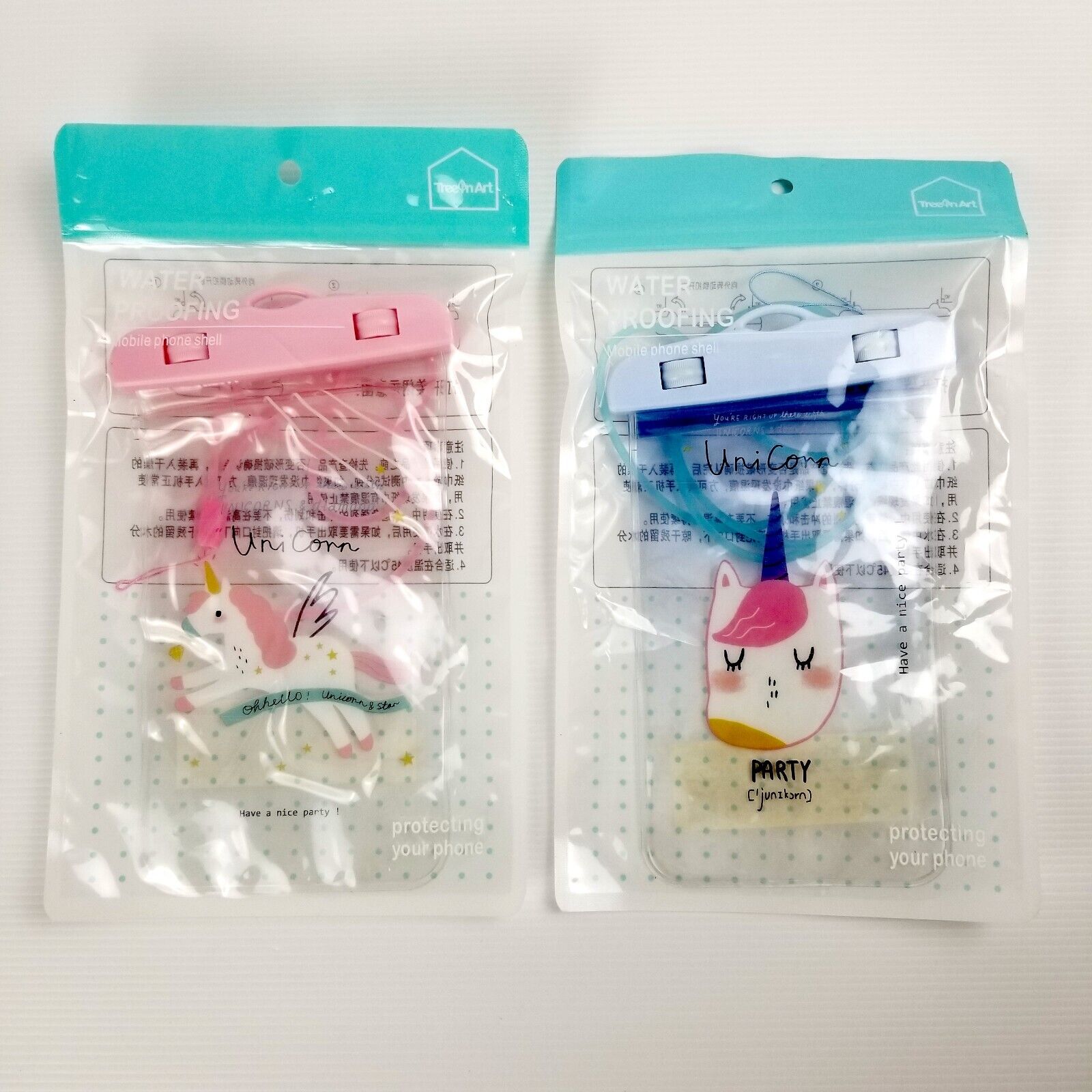 2pc Cute Unicorn Mobile Phone Smartphone Waterproof Pouch Holder Dry Bag Hanging