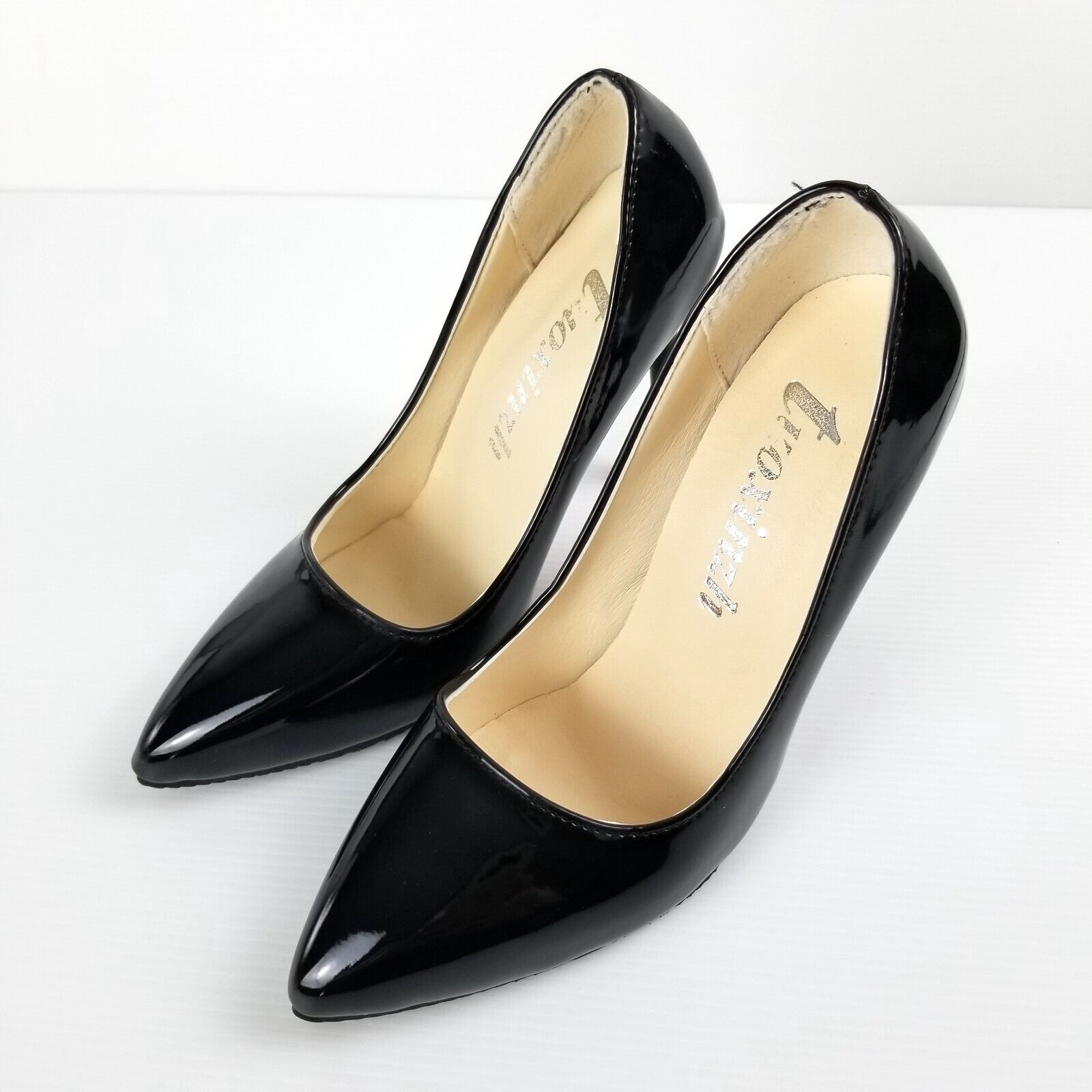 Women's AU 4 Black Patent Leather Pointed Toe Stiletto Heels Elegant Anti-Slip