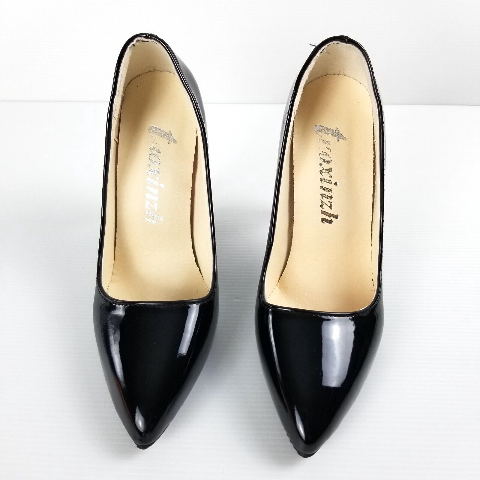 Women's AU 4 Black Patent Leather Pointed Toe Stiletto Heels Elegant Anti-Slip
