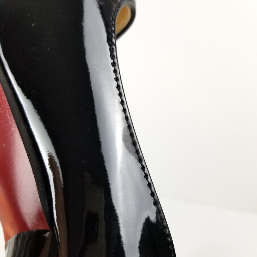 Women's AU 4 Black Patent Leather Pointed Toe Stiletto Heels Elegant Anti-Slip