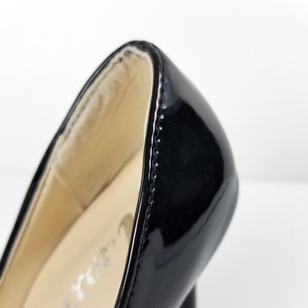 Women's AU 4 Black Patent Leather Pointed Toe Stiletto Heels Elegant Anti-Slip