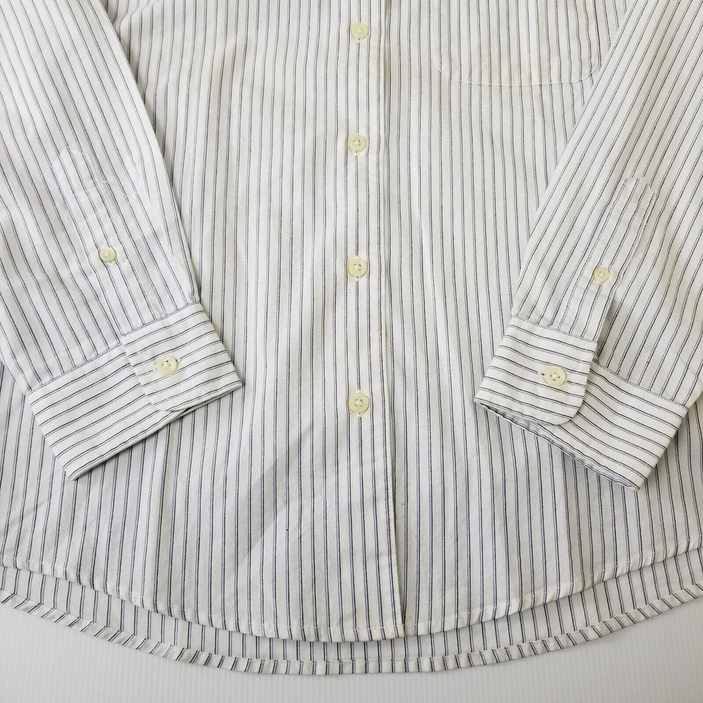 Eddie Bauer Womens S Vintage 100% Cotton Long Sleeve White Dress Shirt Pinstripe