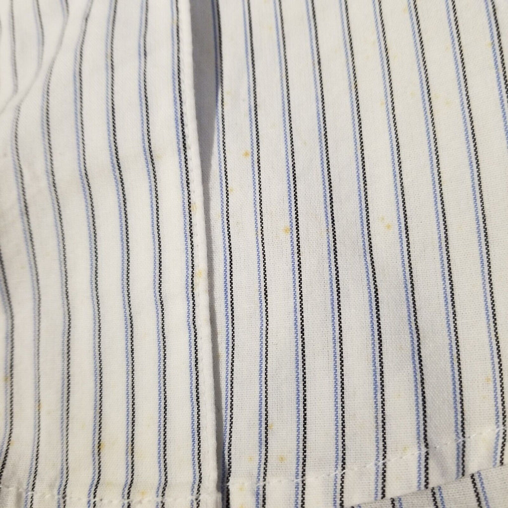 Eddie Bauer Womens S Vintage 100% Cotton Long Sleeve White Dress Shirt Pinstripe