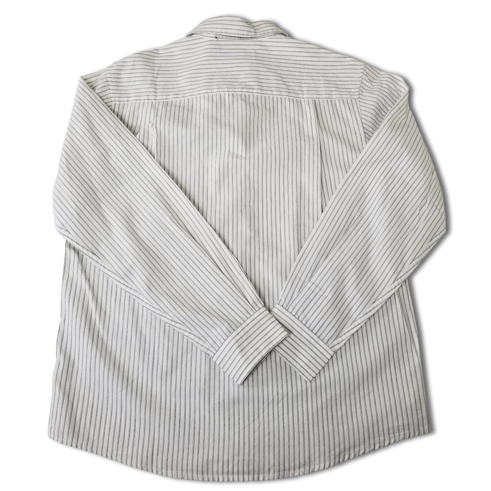 Eddie Bauer Womens S Vintage 100% Cotton Long Sleeve White Dress Shirt Pinstripe