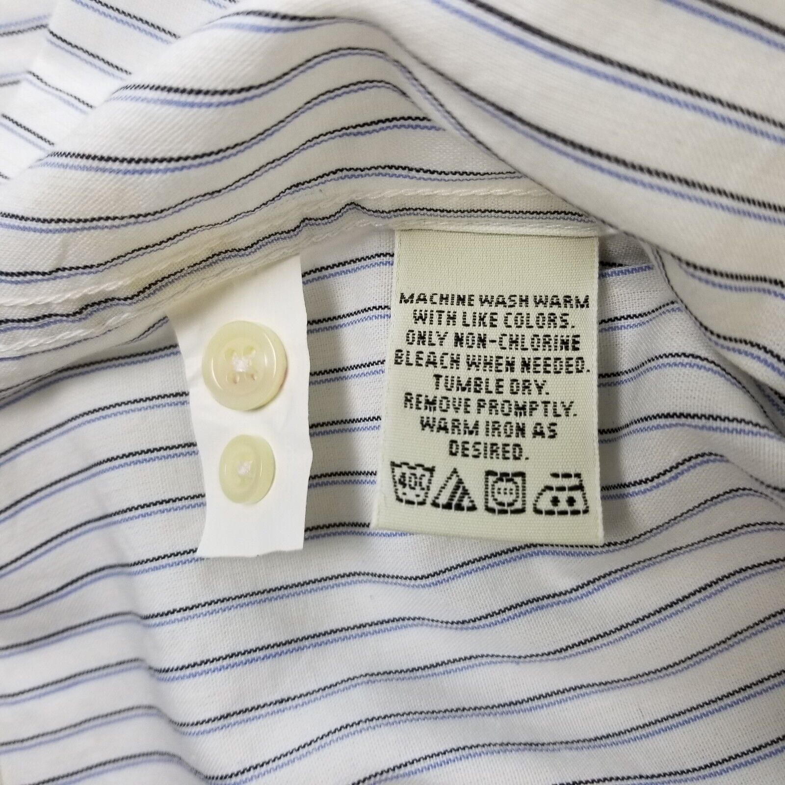Eddie Bauer Womens S Vintage 100% Cotton Long Sleeve White Dress Shirt Pinstripe