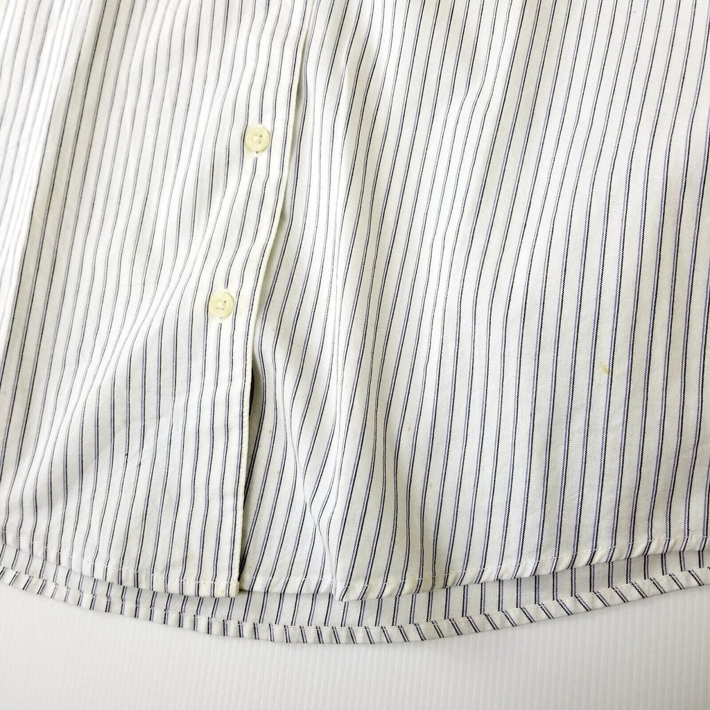 Eddie Bauer Womens S Vintage 100% Cotton Long Sleeve White Dress Shirt Pinstripe