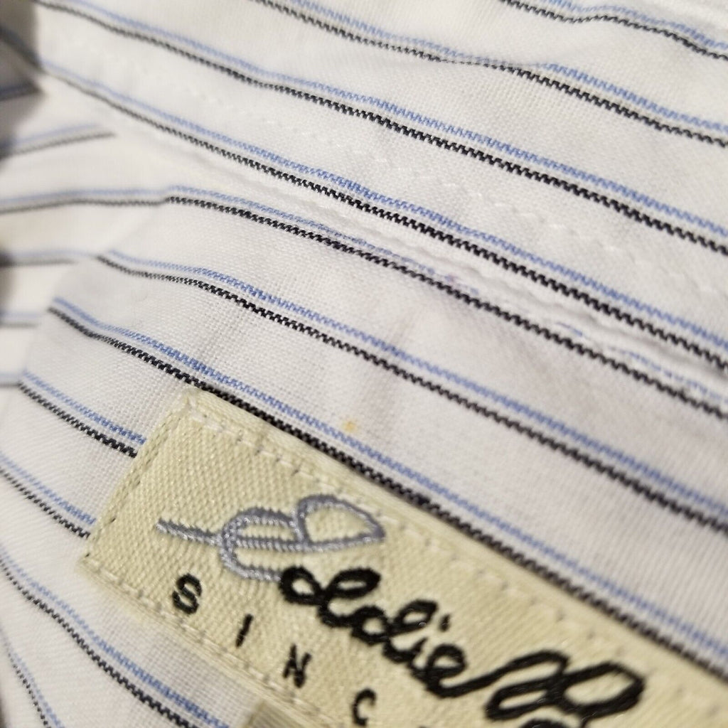 Eddie Bauer Womens S Vintage 100% Cotton Long Sleeve White Dress Shirt Pinstripe