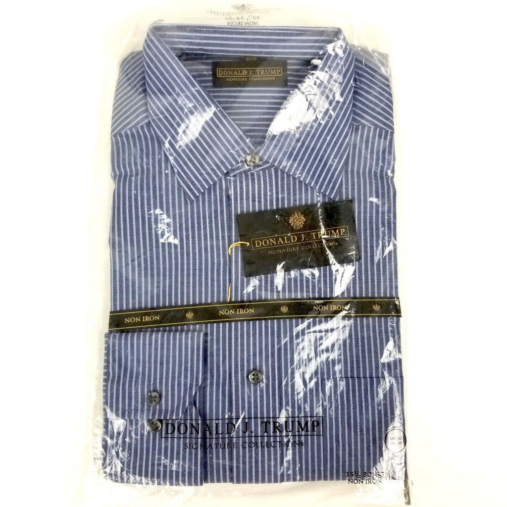 Donald J. Trump Signature Collection Buttoned Dress Shirt Blue Small 15.5 32/33
