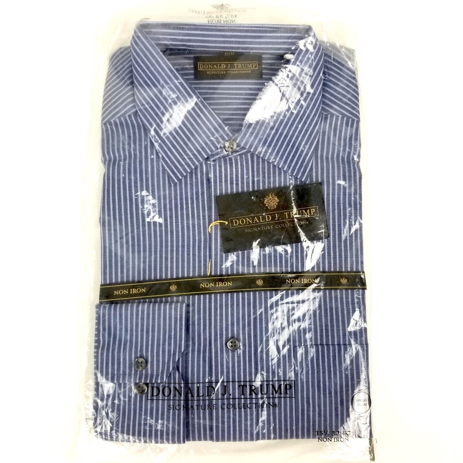 Donald J. Trump Signature Collection Buttoned Dress Shirt Blue Small 15.5 32/33
